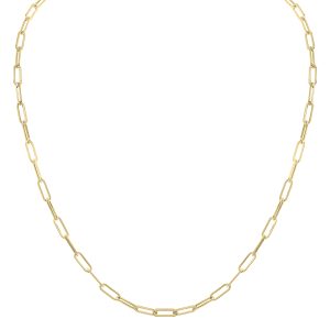 14K Yellow Gold Dainty Paperclip Necklace With Lobster Clasp - 16 Inch- ACCR6134616