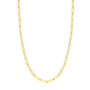 14K Solid Yellow Gold 5.10mm Paperclip Necklace - 24 Inch- ACCR6150024