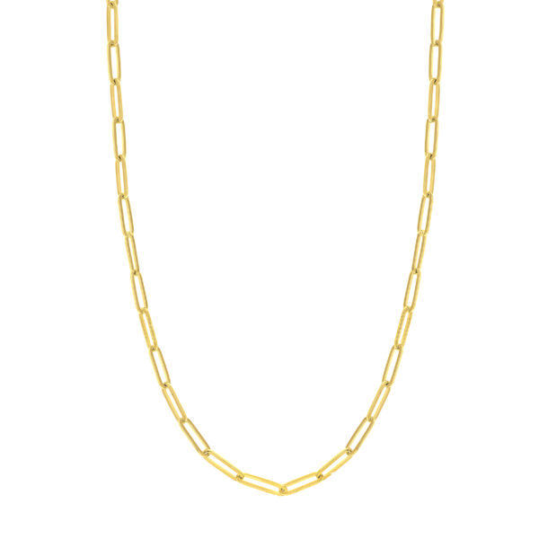 14K Solid Yellow Gold 5.10mm Paperclip Necklace - 24 Inch- ACCR6150024