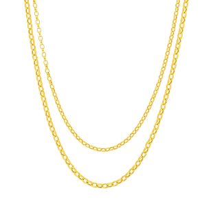 14K Solid Yellow Gold Double Layer Light Oval Rolo Chain- 18 Inch- ACCR6222818