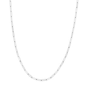 14K Solid White Gold Paperclip Necklace - 24 inch- ACCT6149424