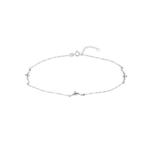 14K Solid White Gold Twisted Dolphin Anklet- ANK61412
