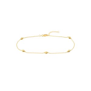 14K Solid Yellow Gold Beaded Anklet- ANK61445
