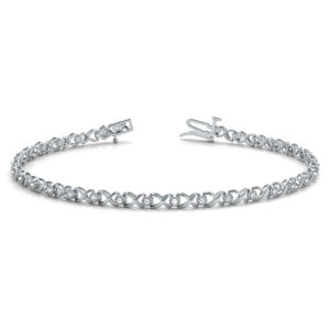 1/4 Carat TW Hugs and Kisses Diamond Bracelet in 10K White Gold- BRF56605