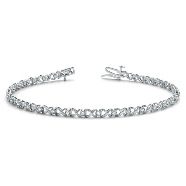 1/4 Carat TW Hugs and Kisses Diamond Bracelet in 10K White Gold- BRF56605