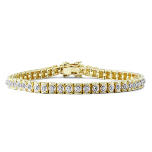 Diamond Accent Tennis Bracelet in.925 Sterling Silver with Yellow Plating- BRF57771