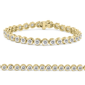 AGS Certified 10 Carat TW Three Prong Diamond Tennis Bracelet in 14K Yellow Gold- BRF57959