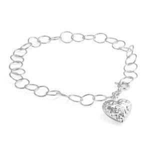 Heart Charm Bracelet in Plated.925 Sterling Silver- BRF58597