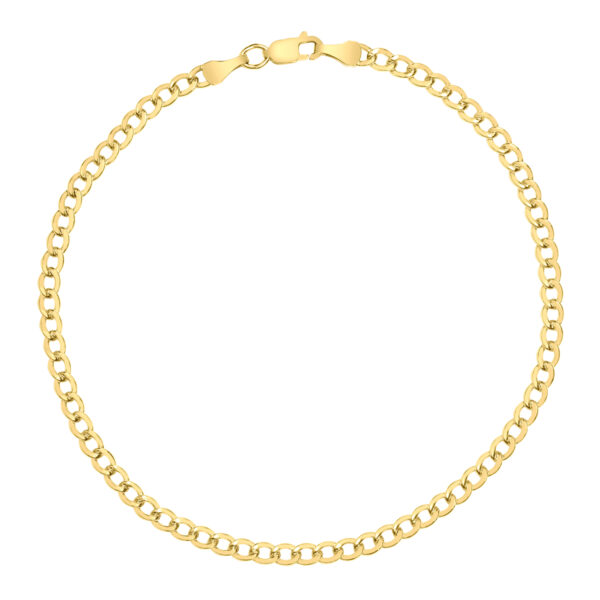14K Yellow Gold Filled 3.3MM Curb Link Bracelet with Lobster Clasp- BRF58601