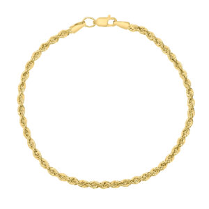 14K Yellow Gold Filled 3.3MM Rope Chain Bracelet with Lobster Clasp- BRF58611
