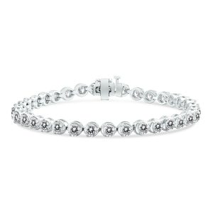 AGS Certified 7 Carat TW Three Prong Diamond Tennis Bracelet in 14K White Gold- BRF60500