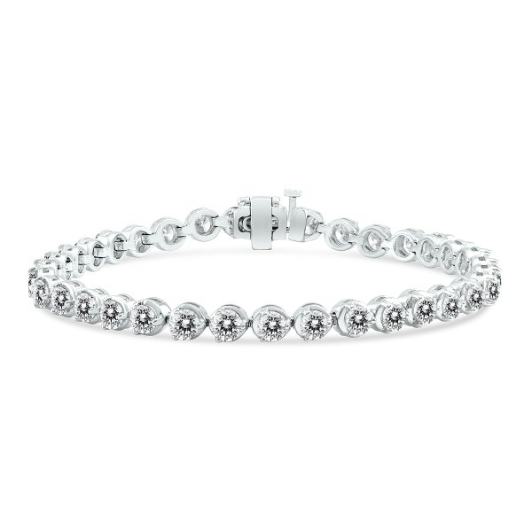 AGS Certified 7 Carat TW Three Prong Diamond Tennis Bracelet in 14K White Gold- BRF60500