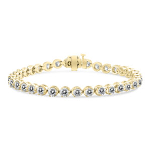 AGS Certified 7 Carat TW Three Prong Diamond Tennis Bracelet in 14K Yellow Gold- BRF60632