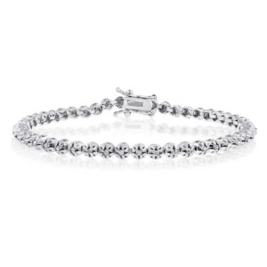 1 Carat TW Round Diamond Tennis Bracelet in Rhodium Plated Brass, 7 Inches- BRF60826