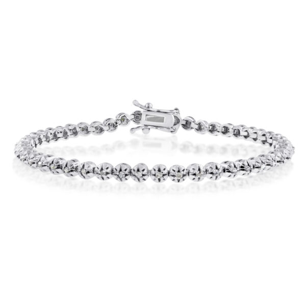 1 Carat TW Round Diamond Tennis Bracelet in Rhodium Plated Brass, 7 Inches- BRF60826