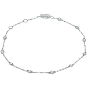 1/4 Carat TW Bezel Set Genuine Diamond Station Bracelet in 14K White Gold- BRF61283