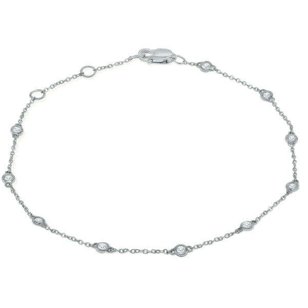 1/4 Carat TW Bezel Set Genuine Diamond Station Bracelet in 14K White Gold- BRF61283