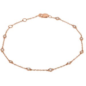 1/4 Carat TW Bezel Set Genuine Diamond Station Bracelet in 14K Rose Gold- BRF61285