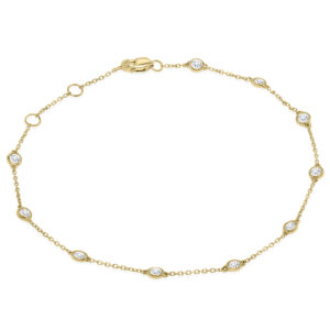 1/2 Carat TW Bezel Set Genuine Diamond Station Bracelet in 14K Yellow Gold- BRF61287