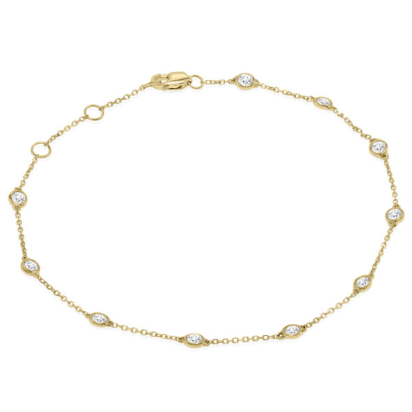1/2 Carat TW Bezel Set Genuine Diamond Station Bracelet in 14K Yellow Gold- BRF61287