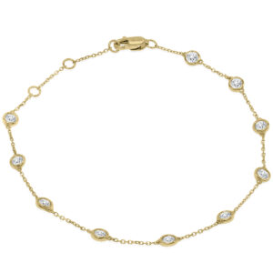 3/4 Carat TW Bezel Set Genuine Diamond Station Bracelet in 14K Yellow Gold- BRF61290