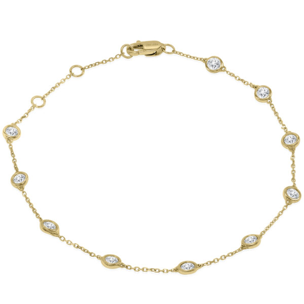 3/4 Carat TW Bezel Set Genuine Diamond Station Bracelet in 14K Yellow Gold- BRF61290