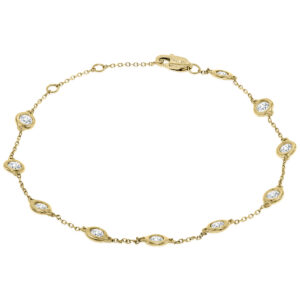 1 Carat TW Bezel Set Genuine Diamond Station Bracelet in 14K Yellow Gold- BRF61293