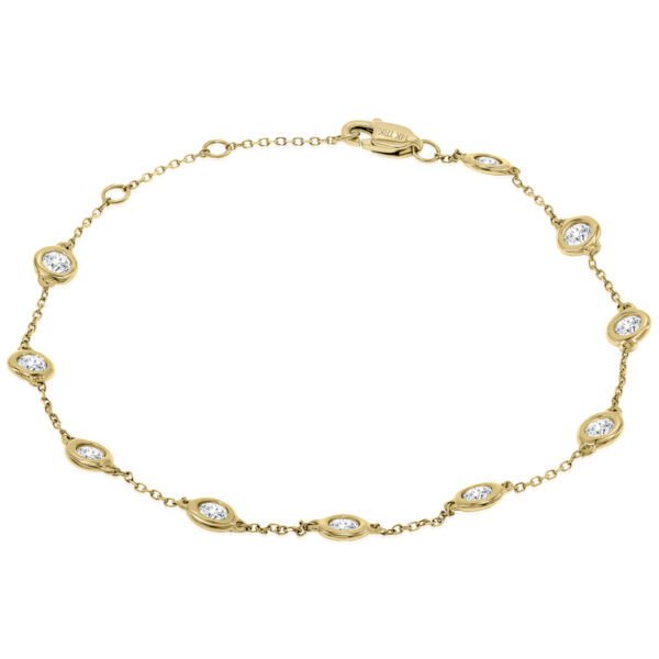 1 Carat TW Bezel Set Genuine Diamond Station Bracelet in 14K Yellow Gold- BRF61293
