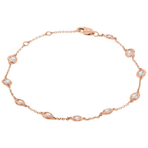 1 Carat TW Bezel Set Genuine Diamond Station Bracelet in 14K Rose Gold- BRF61294