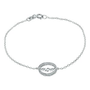 Genuine Diamond MOM Bracelet in.925 Sterling Silver- BRF61313