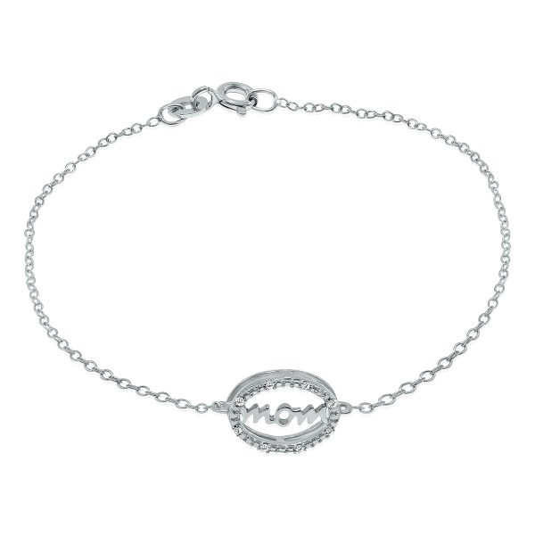 Genuine Diamond MOM Bracelet in.925 Sterling Silver- BRF61313