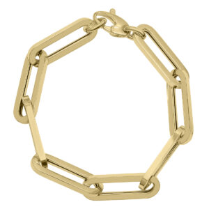 14K Yellow Gold Chunky Paperclip Bracelet With a Lobster Clasp- BRF61350