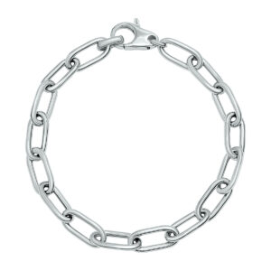 Silver Rhodium 6.5MM Chunky Paperclip Bracelet With Lobster Clasp- BRF61358