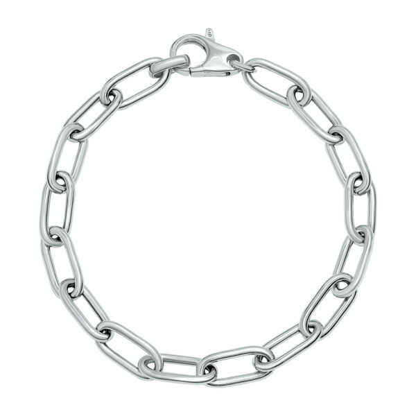 Silver Rhodium 6.5MM Chunky Paperclip Bracelet With Lobster Clasp- BRF61358
