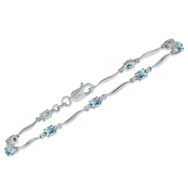 Aquamarine and Diamond Wave Link Bracelet in.925 Sterling Silver- BRF61392AQ