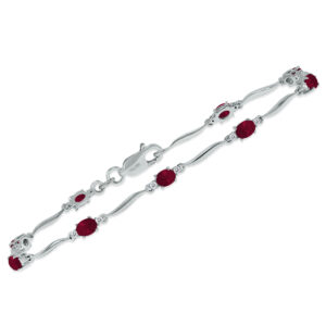 Ruby and Diamond Wave Link Bracelet in.925 Sterling Silver- BRF61392RB