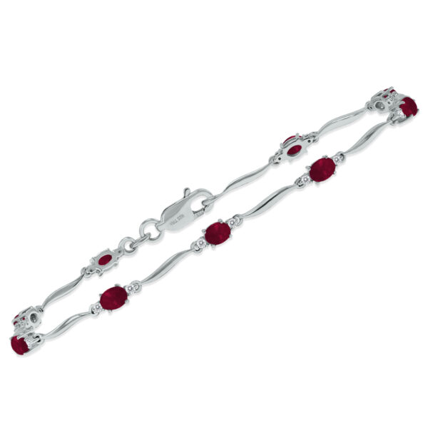 Ruby and Diamond Wave Link Bracelet in.925 Sterling Silver- BRF61392RB