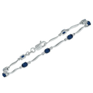 Sapphire and Diamond Wave Link Bracelet in.925 Sterling Silver- BRF61392SP