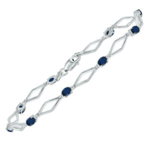Sapphire and Natural Diamond Star Link Bracelet in.925 Sterling Silver- BRF61393SP