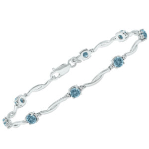 Aquamarine and Natural Diamond Braided Wave Bracelet in.925 Sterling Silver- BRF61394AQ