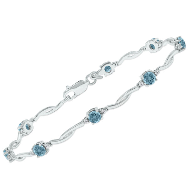 Aquamarine and Natural Diamond Braided Wave Bracelet in.925 Sterling Silver- BRF61394AQ