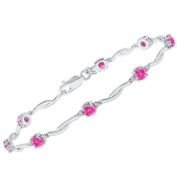 Pink Topaz and Natural Diamond Braided Wave Bracelet in.925 Sterling Silver- BRF61394PZ