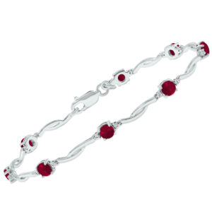 Ruby and Natural Diamond Braided Wave Bracelet in.925 Sterling Silver- BRF61394RB