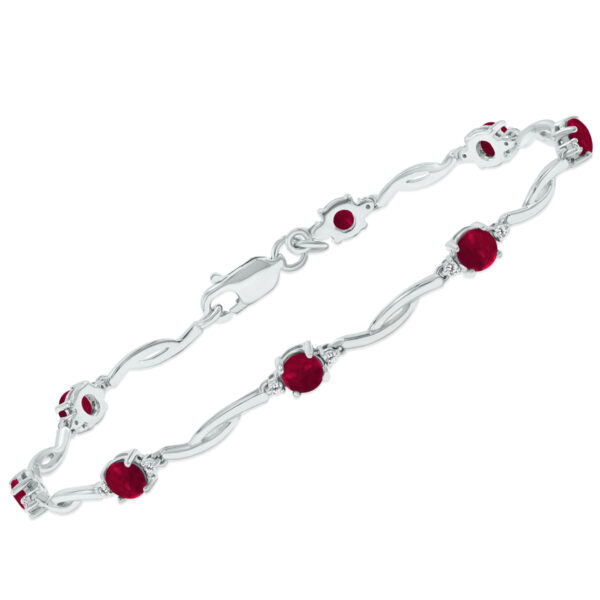 Ruby and Natural Diamond Braided Wave Bracelet in.925 Sterling Silver- BRF61394RB