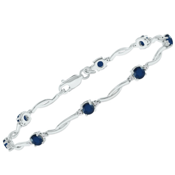 Sapphire and Natural Diamond Braided Wave Bracelet in.925 Sterling Silver- BRF61394SP