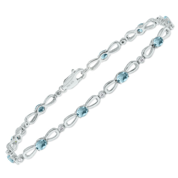 Aquamarine and Natural Diamond Ribbon Loop Bracelet in.925 Sterling Silver- BRF61397AQ