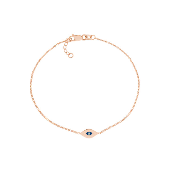 14K Solid Rose Gold Mini Evil Eye Bracelet- BRF61429