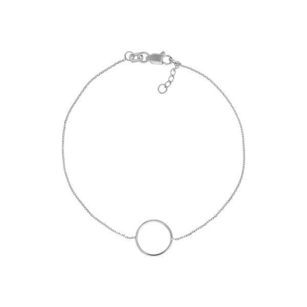 14K Solid White Gold Circle Bracelet- BRF61442