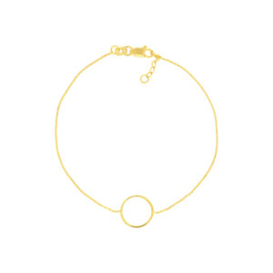 14K Solid Yellow Gold Circle Bracelet- BRF61444