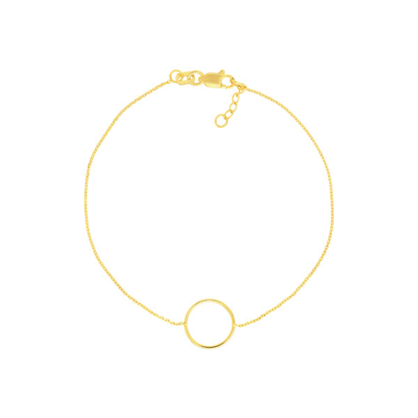 14K Solid Yellow Gold Circle Bracelet- BRF61444